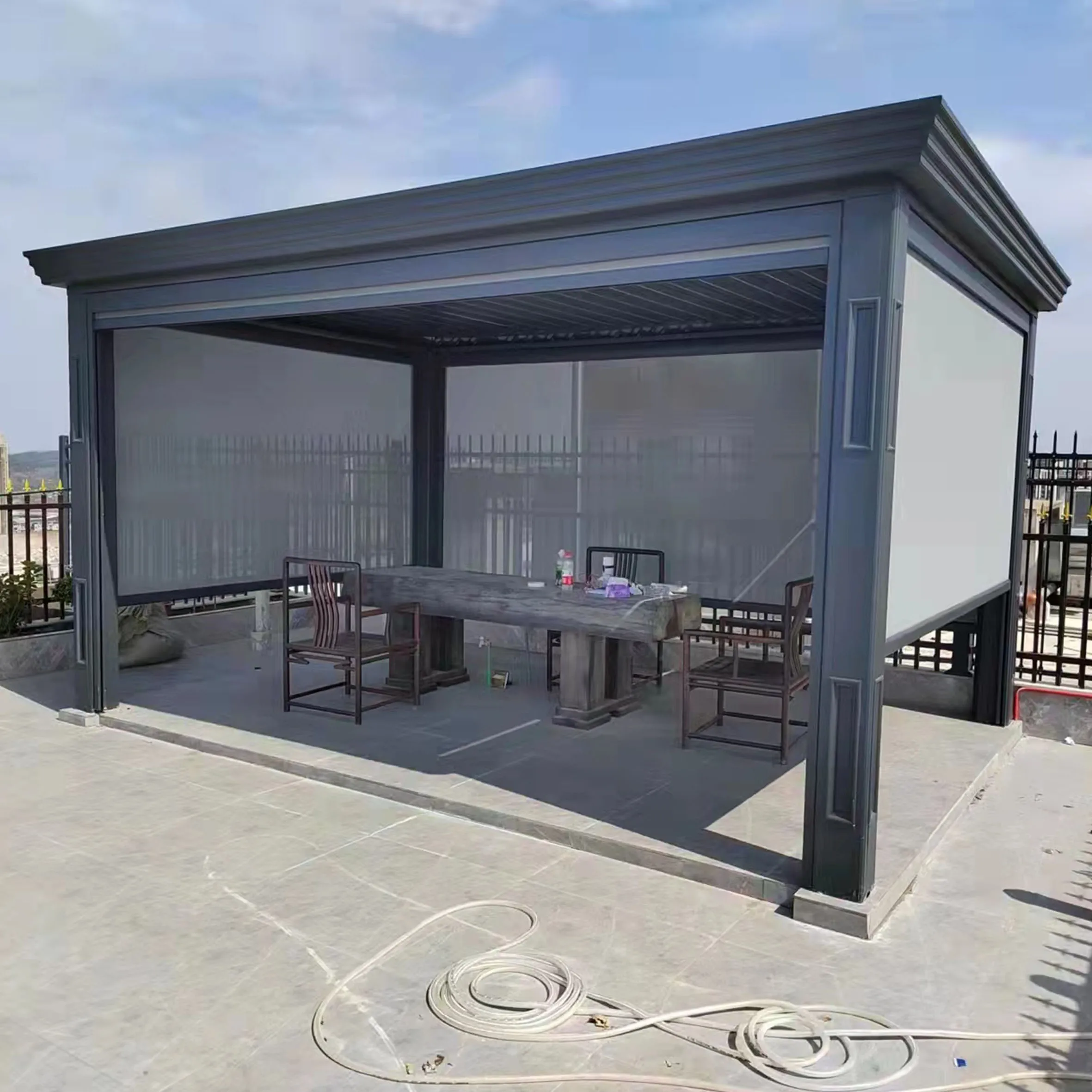 Motorized louver aluminum glass pavilion tent,3x3 outdoor Gazebo pergola Aluminum pavilion for house/