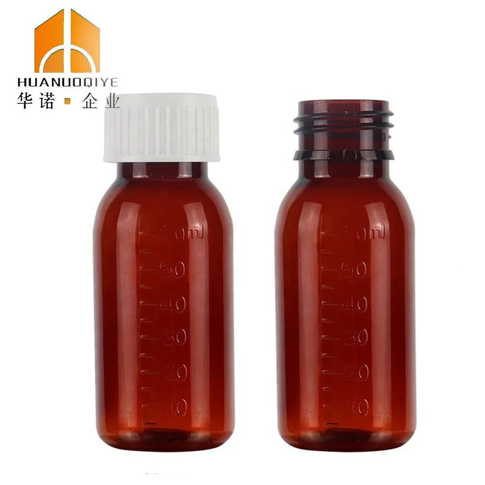 100ml Amber PET Cough Syrup Plastic Lean Reagent Bottle Cough Syrup Container Promethezine for Lab