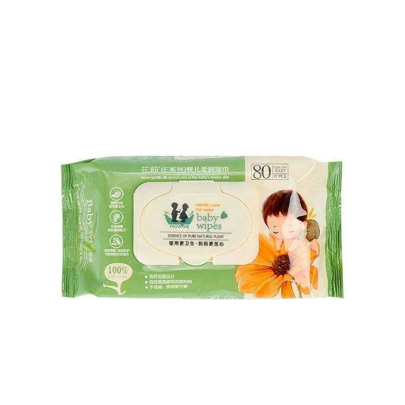 Free Sample 80PCS Pure Water Unscented Baby Wipes Custom Wipes Packaging Cleaning Skin Care