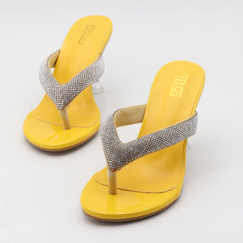 Low Price Women Rhinestone Slipper Flip-flops Stiletto High Heel Casual Shoes Shopping slippers for design