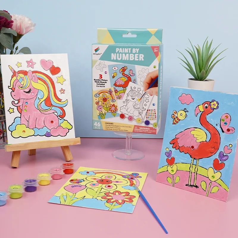 DIY Canvas Painting Kit for Kids with 6 acrylic paint  Pre Drawn Canvas for Painting for Adults Party Kits Paint