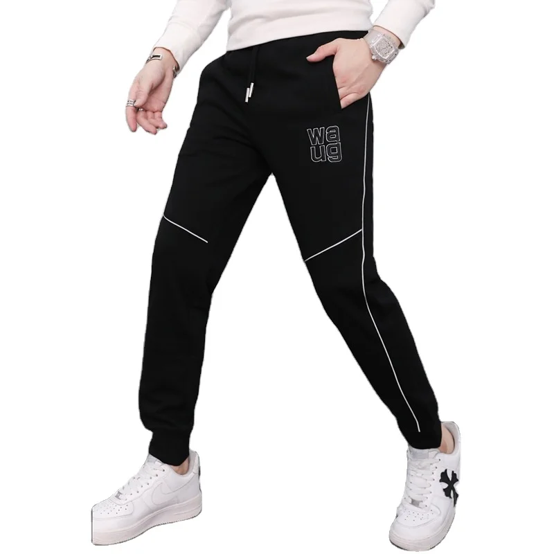 Новинка Осень-зима 2021 Корейская версия молодежных повседневных брюк трендовые модные стройнящие хлопковые спортивные штаны для ног мужские маленькие штаны