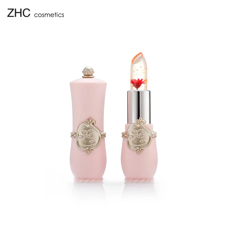 CC2791 Magic Temperature Color Change Flavored Jelly Clear Flowers Lipstick Waterproof Mineral Stick Lipstick Candy Lips 3.5
