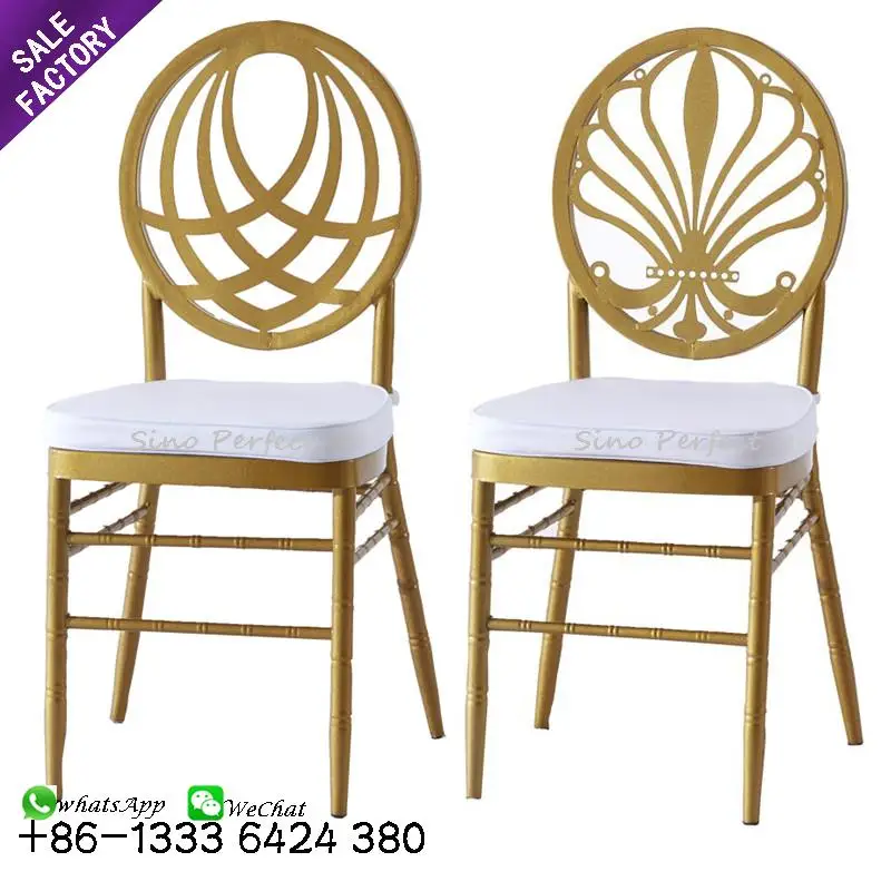 Wholesale metal steel gold white tiffanychairs with seat pillow