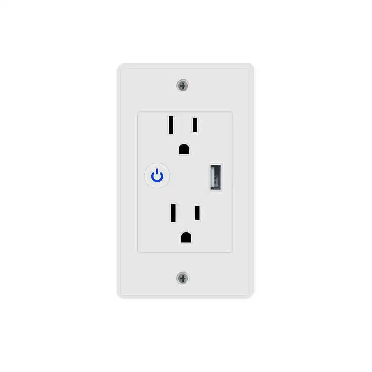Ready to ship Tuya & Alexa Wholesale Price US Version Wireless WiFi Tuya Smart Wall Socket With USB