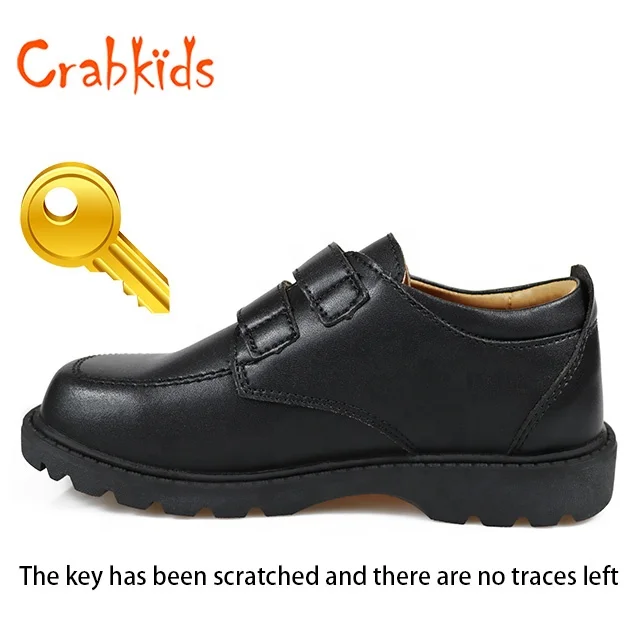 Crabkids High-Quality Durable Black Pure Leather Dress School Shoes for Boys