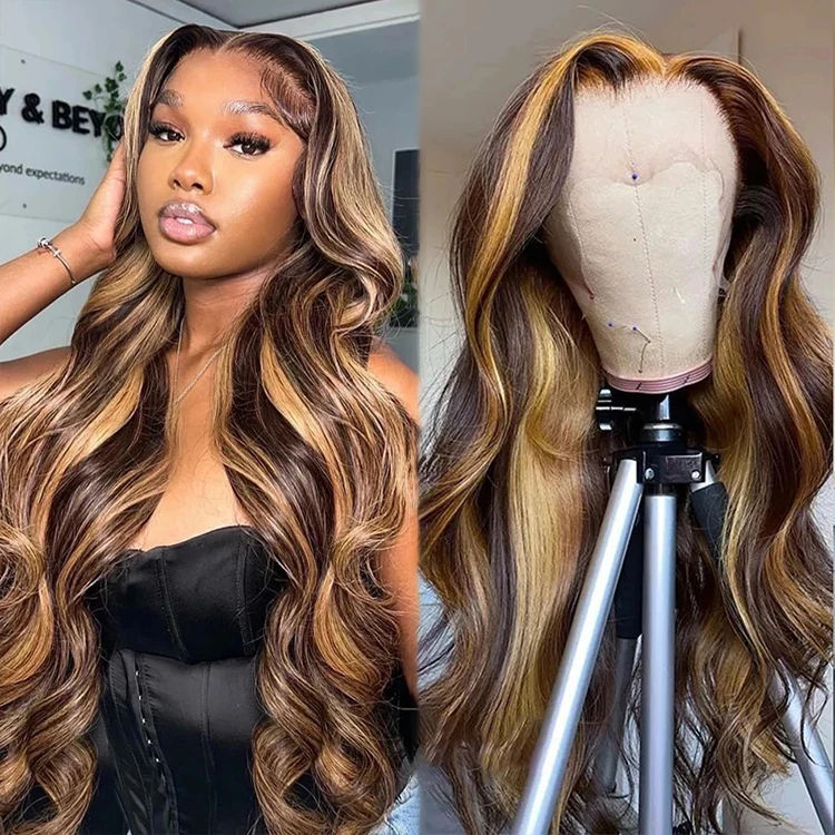 cheap china Raw virgin human hair wigs ombre lace frontal wig,highlight 13x4 13x6 hd lace frontal wig pre plucked