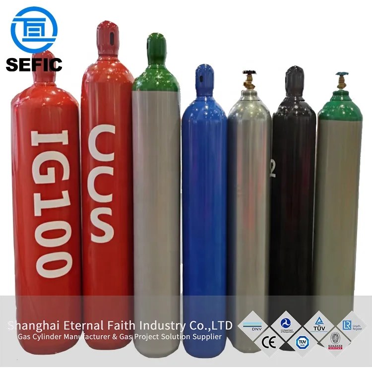 Large Size DNV Gas Cylinder 200bar Seamless Steel 45l 47l 50l 52l 60l Oxygen Nitrogen Argon Co2 Tank