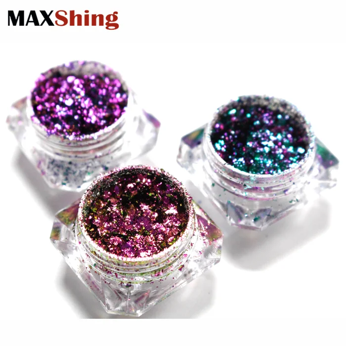 Хромовый эффект Пигментный Порошок Хамелеон нерегулярные цветные фольгированные хлопья для макияжа