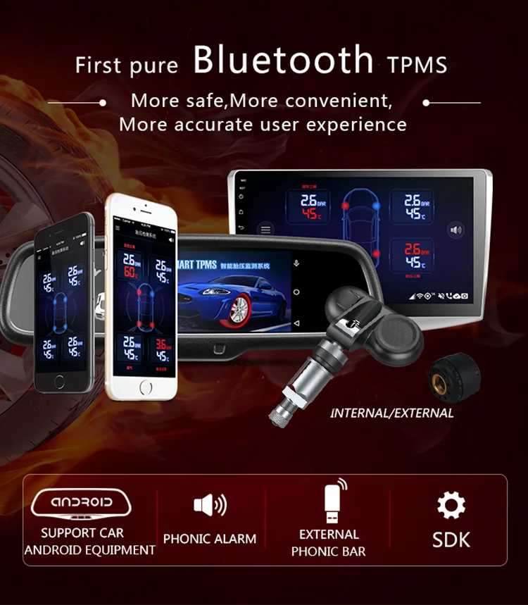 Лучший дешевый внешний датчик Tpms BLE 5 0 для систем мониторинга давления в шинах Android и Ios автомобильная