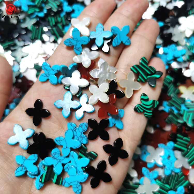 Redleaf Gems Agate Stone Wholesale Four Leaf Clover Natural Red Heat High Technology Machine Cut Jewelry Making Yemeni Agate