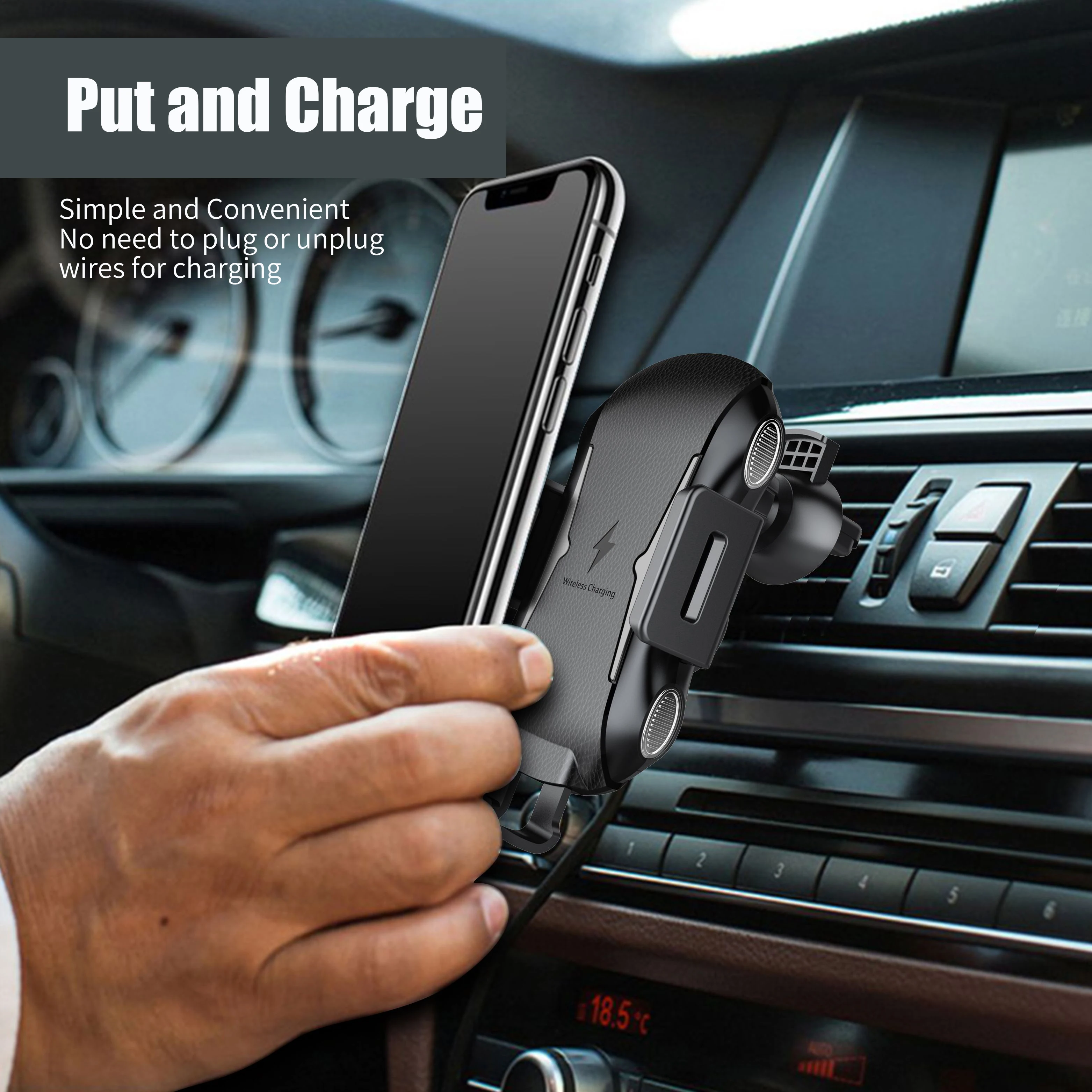 Free Shipping 1 Sample OK Trending Products Touch Sensing Car Mount Holder Wireless Charger For Iphone Fast Charger