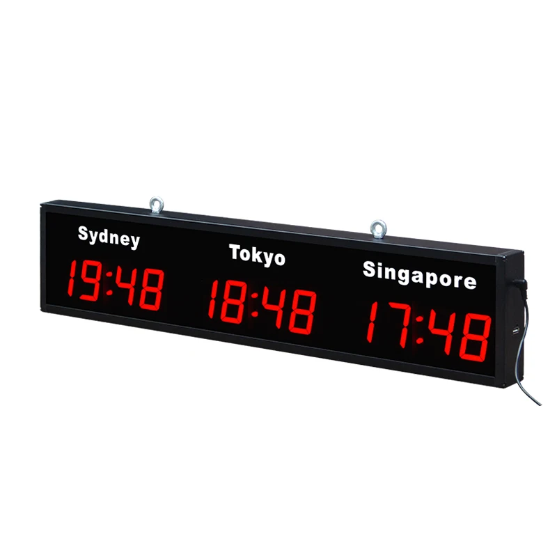 CHEETIE CP034 Wall Mounted LED World Clock Window Software Update City Time Digital Time Zone World Clock
