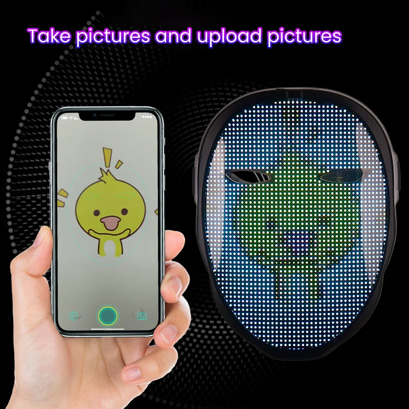 Customizable Fashion USB Rechargeable Flashing Shining Mask LED Lighted Face Transforming Mask App Controlled Led Party Mask