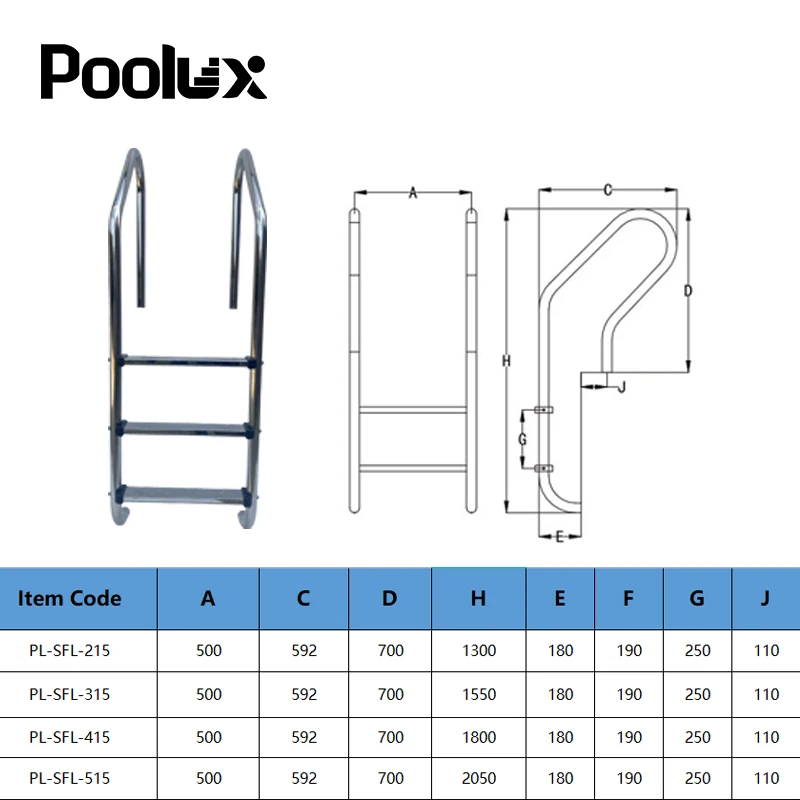 Poolux заводская цена из нержавеющей стали 2 3 4 5 ступенчатая лестница для бассейна уличная с безопасным поручнем лестницы