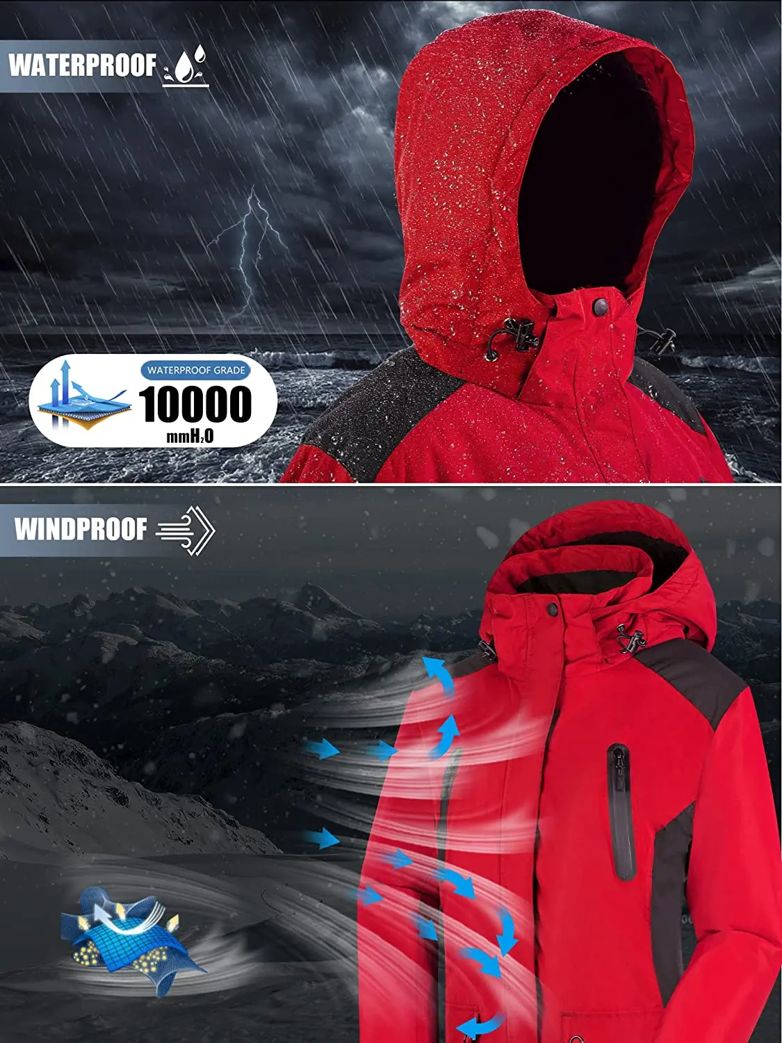 Custom Winter Eco-friendly Outdoor Sports Windproof Waterproof Snowboard Ski Suit Ski Jacket Women With Hood Full Seam Tape