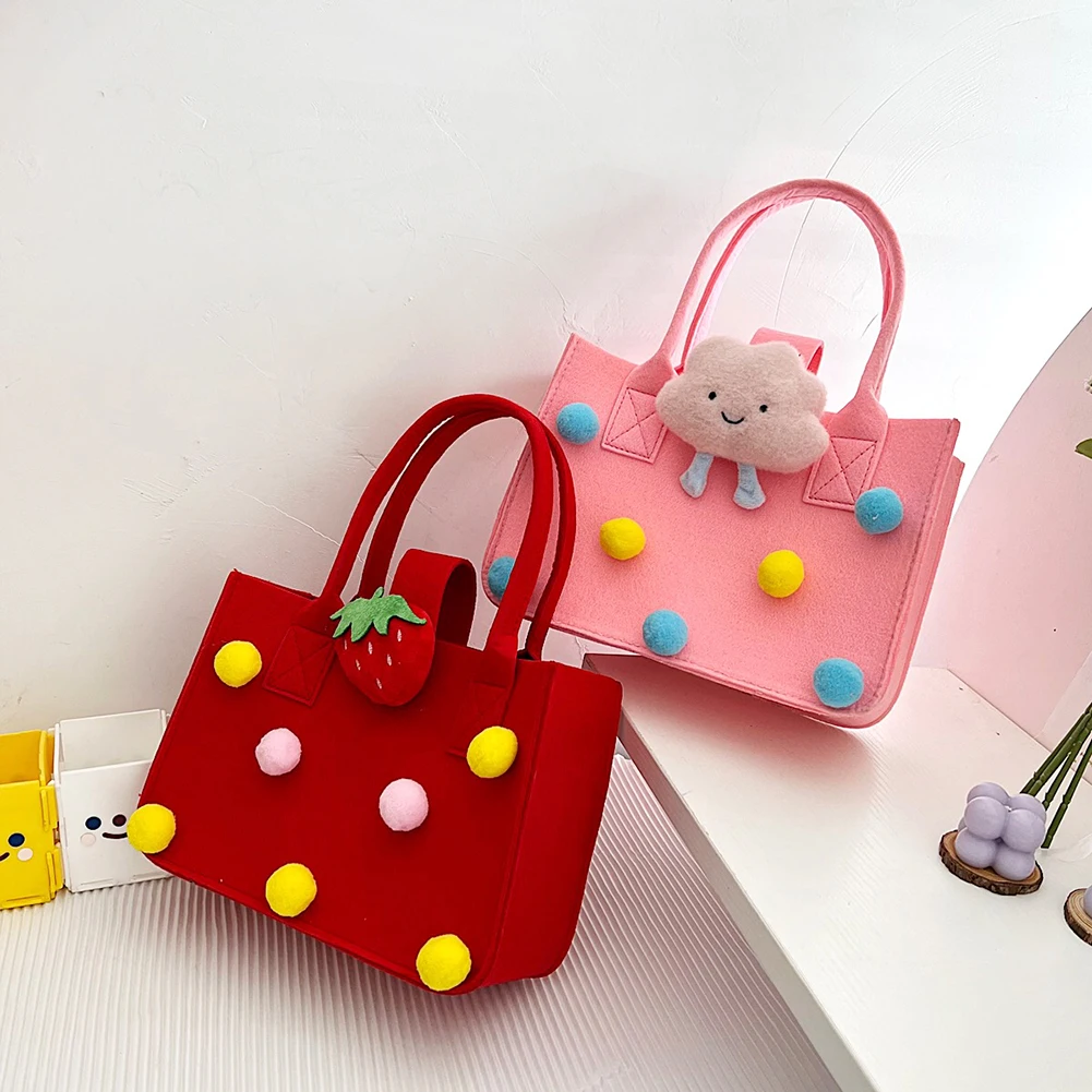 Cute Children Cartoon Felt Sculpture Tote Handbag Portable Bag Kids Cartoon Gift Bag Organizer Casual Shoulder Bags