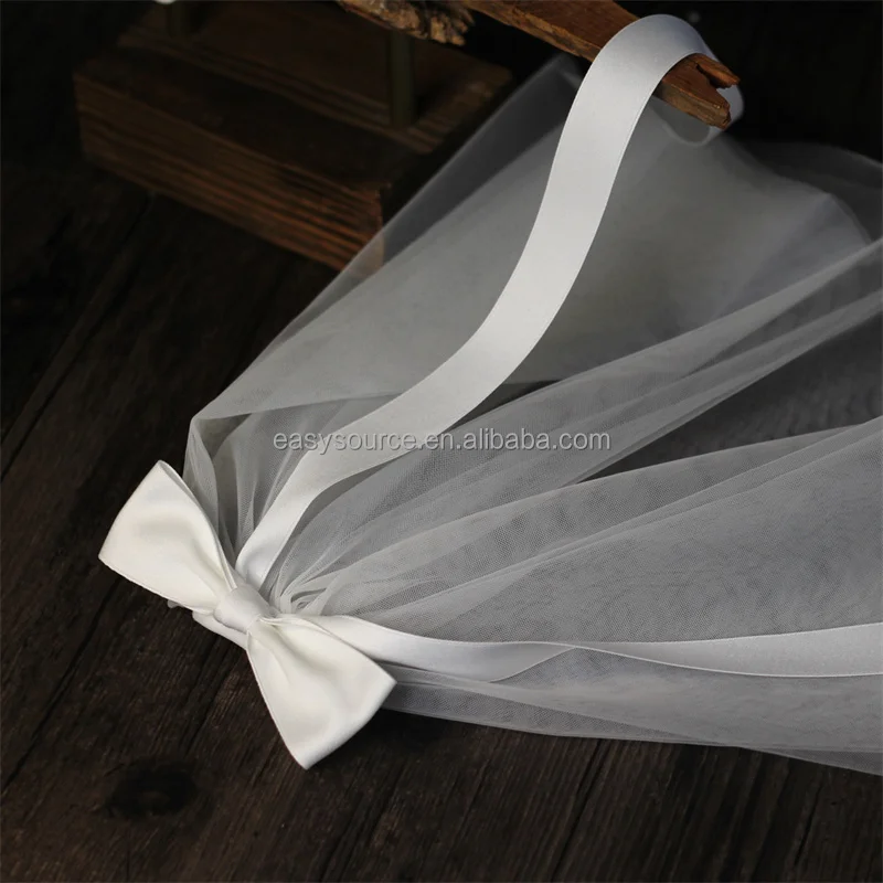 YM106 shoulder Length Bridal Veil with Comb bow Finger Tip Wedding Veil Bride Hair Accessories