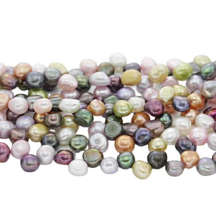 9-10mm mixed color nugget baroque natural freshwater pearl strand wholesale