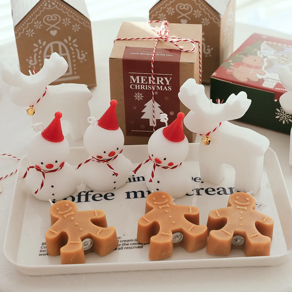 LE132 Factory made high quality gingerbread man shaped craft candles that make great Christmas gifts