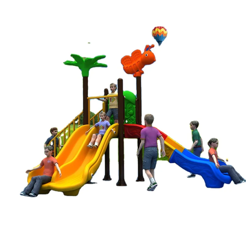 Kids slides outdoor plastic playground equipment swing and slide set