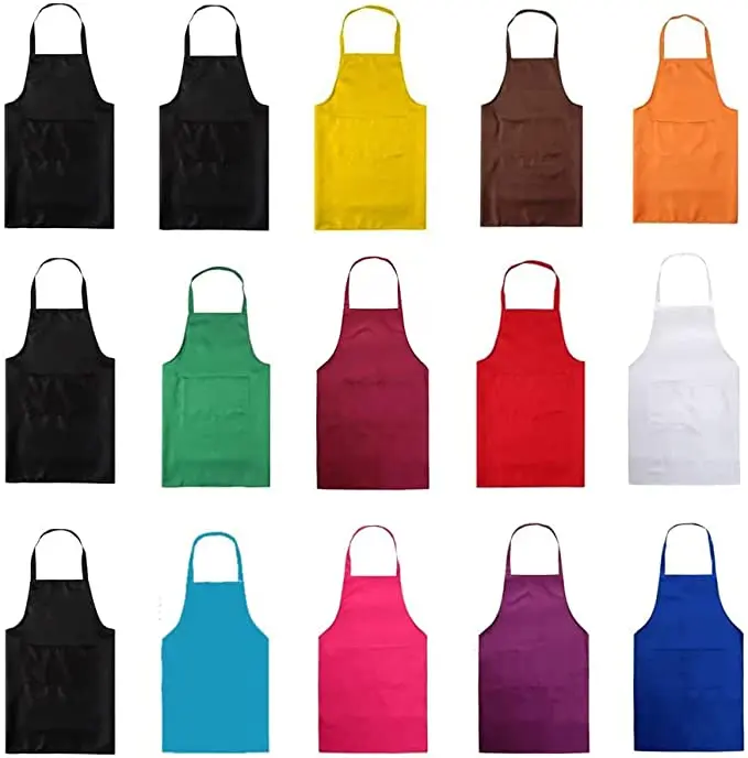 Wholesale Custom Logo Polyester Waterproof Chef Cooking Aprons For Cafe Restaurants Kitchen Apron