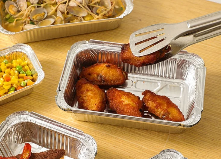 Wholesale Food-grade Rectangular Aluminum Foil PanTake-out Foil Trays Disposable Tray for Cake Bakery Fast Food Foil Container