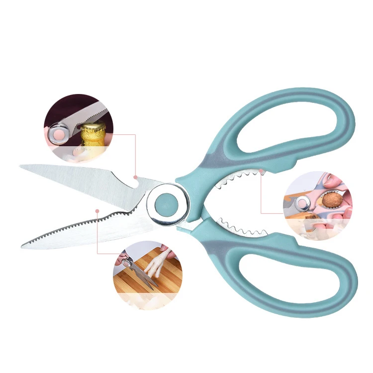 kitchen Scissors Chicken Bone Scissors with Cover Stainless Steel Heavy Duty Multipurpose Scissors for Opening Bottle Nutcracker