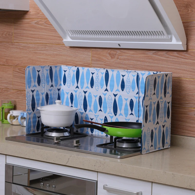 Foldable Kitchen Gas Stove Baffle Plate Board Aluminum Oil Water Splash-proof Protection Screen Heat-resistant Baffle
