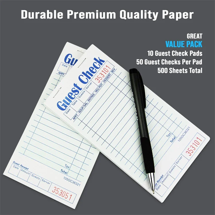 Factory Wholesale Bill Book Server Note Pads Waiter Menu Order Book 2 Parts Order Pads Restaurants