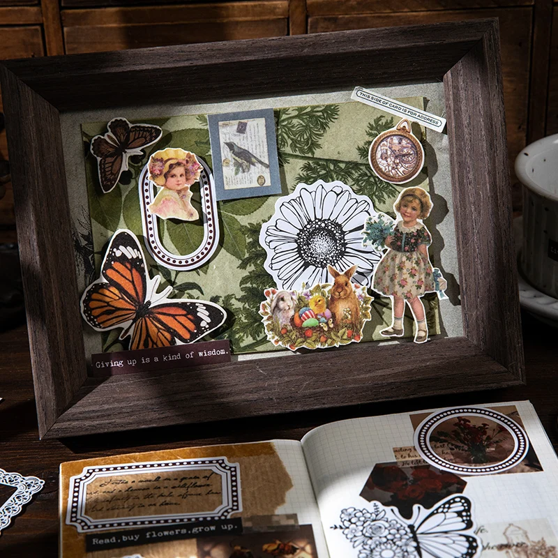 Retro Medieval Style Lace Frame Hand Account Self-Adhesive DIY Diary Material Scrapbooking Stationery Decoration Sticker Cartoon