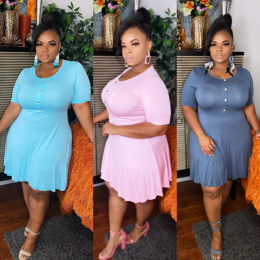 
High Quality plus size women Clothing Oversize Women dress loose solid color pullover dress 