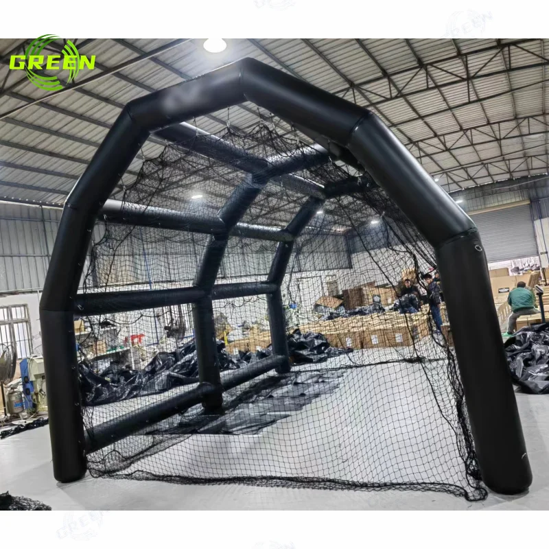 Green Air tight Inflatable Baseball Sport Court Baseball Batting Cage Pitch Sport Tent Inflatable Batting Baseball Cage With Net