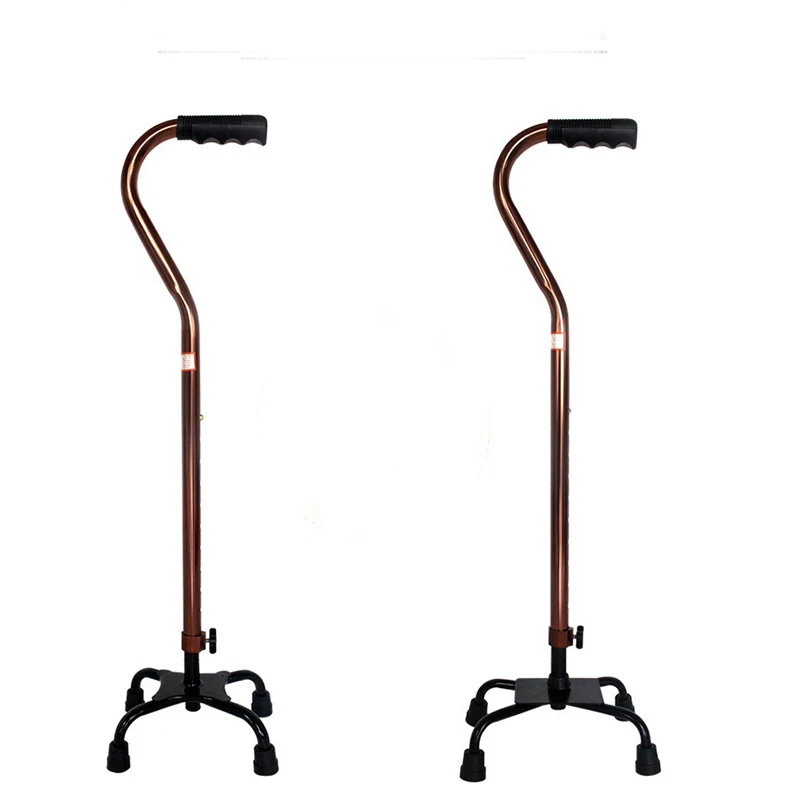 Lightweight T-shaped Handle Telescopic Cane with Adjustable Height Four-Legged Walking Stick for Elderly People