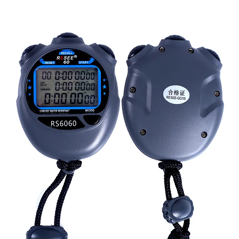 Resee Profesional Digital Stopwatch Timer 60  Lap Memory Stop Watch Three Rows Display Swimming Waterproof Stopwatch for Running