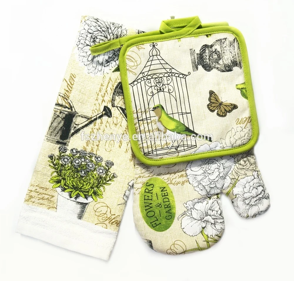 Оптовая продажа хлопковое кухонное полотенце для полотенец и ПРИХВАТКА НАБОР