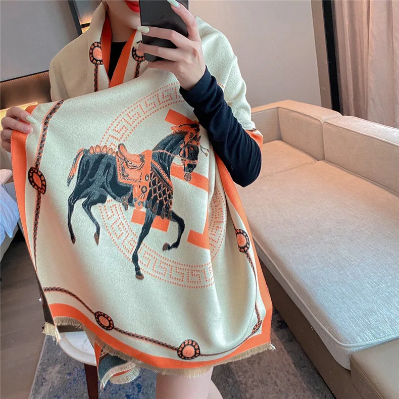2021 horse design cashmere pashmina women scarf shawl