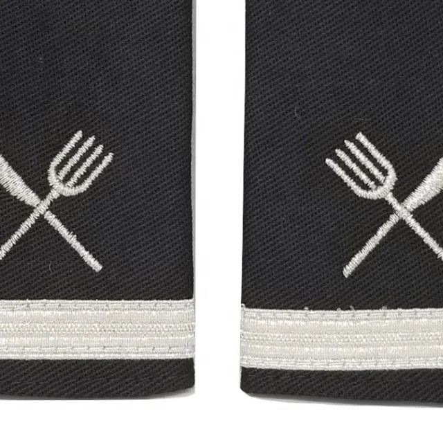 Shoulder Boards Epaulets Silver Knife And Fork & One Bar Military Uniform navy Officer Sliver  Embroidery Shoulder Board