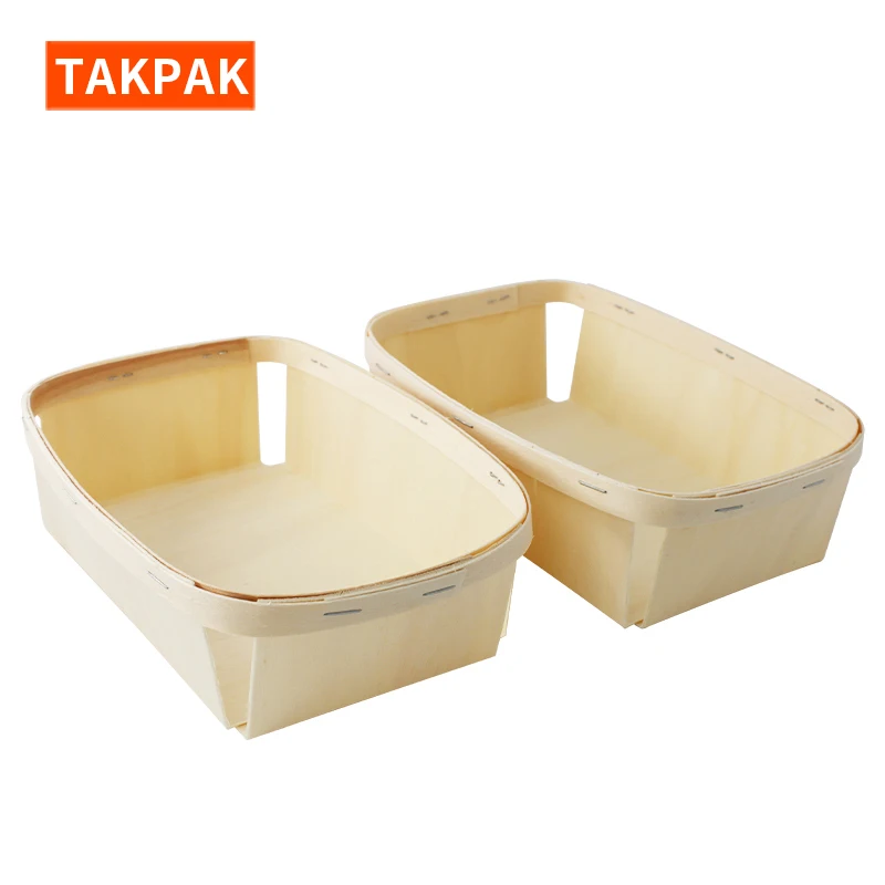 Eco-friendly Disposable Wood Woven Food Storage Basket Handcraft Cane Gift Picnic Basket