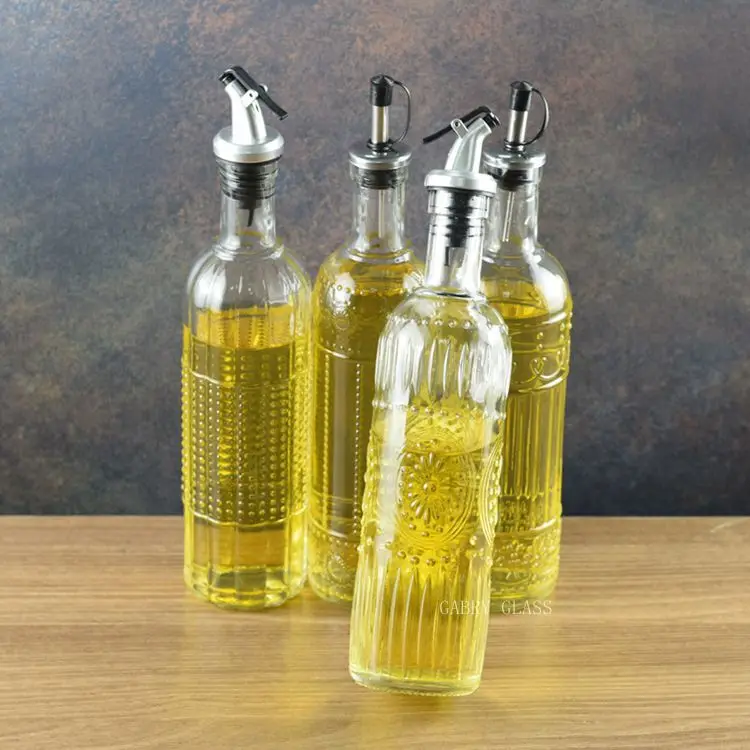 17 oz Cooking Oil Bottle Dispenser Glass and Stainless Steel 500 ml Oil Bottle for Soy Sauce Vinegar Cooking Wine