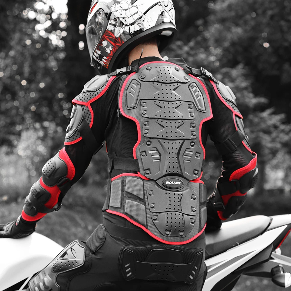 WOSAWE Men Motorcycle Racing Jackets Body Armor Off-road PE Shell Mesh Protection Gear Motocross Armor Turtle