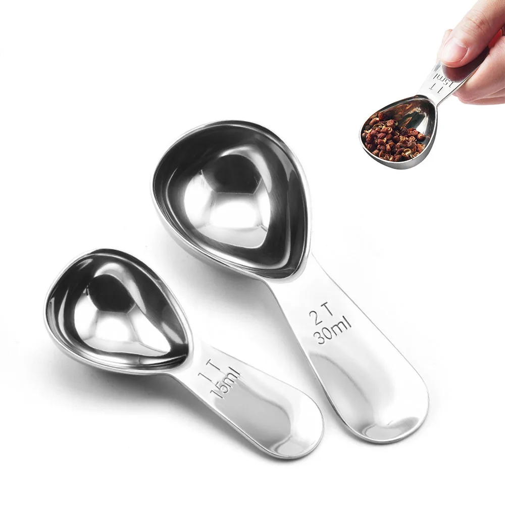 Wholesale 15ml And 30ml Long Handle Measuring Spoon Metal 304 Stainless Steel Gold Coffee Scoop