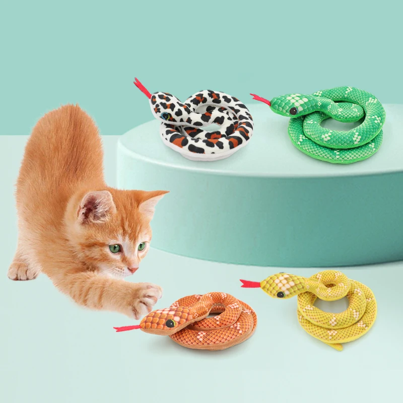 Cartoon Snake model Cat toys soft plush toys with catnip and mint paper durable clean teeth pet toys