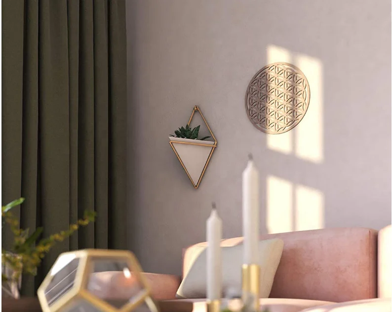 Flower of life grid wooden decoration sacred geometric wall art meditation wall decoration - circular wall hanging crystal grid