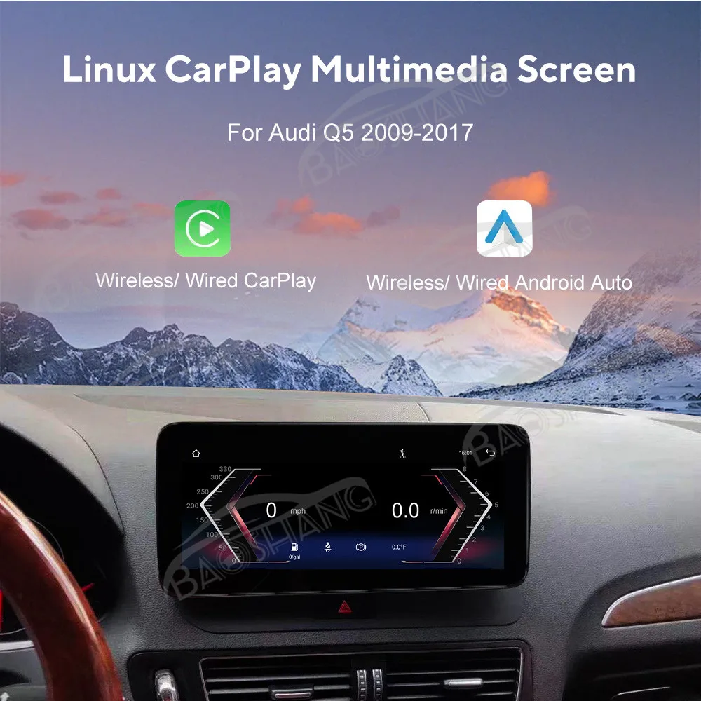 10.25' Carplay For Audi Q5 2009-2017 Android 13 GPS Navigation Multimedia Player Car Radio Head Unit Auto Wireless Display
