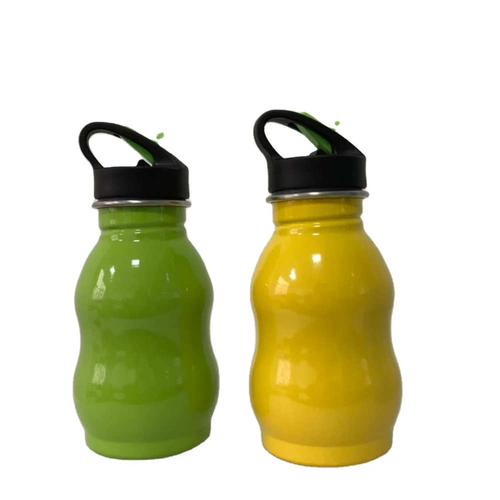 350ml stainless steel single wall gourd shape water bottle with lid