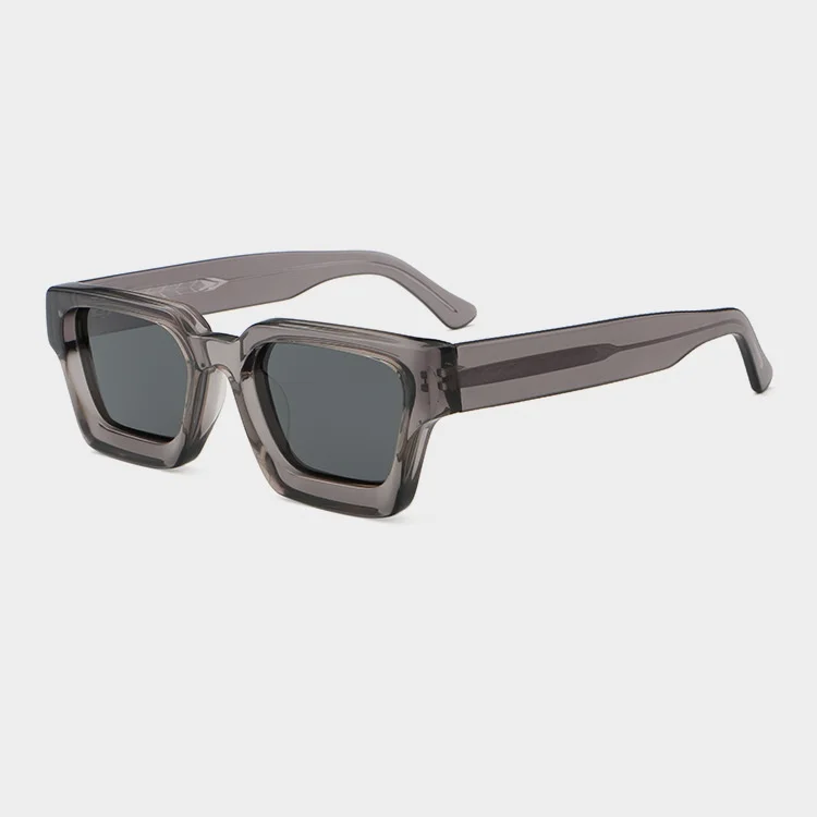 2024 Handmade Custom logo high-end unisex propionic acid sunglasses uv400 vintage large thick frame metal core square sunglasses