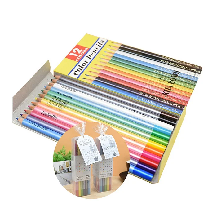 Multiple colors excellent writing comfort wood drawing pencil set for kids