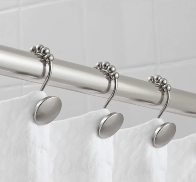 Bathroom Metal Shower Curtain Hook Round Ball Hook