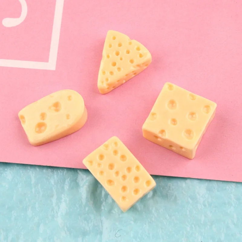 Wholesale Mini Resin Flatback Simulation Cheese Planar Miniature Food for DIY Kids Dollhouse Kitchen Ornament Decoration